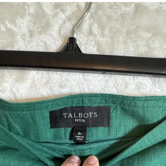 NWT Talbots Green Linen Blend Embroidered Skirt 8 P 8P Scalloped - Picture 5 of 6